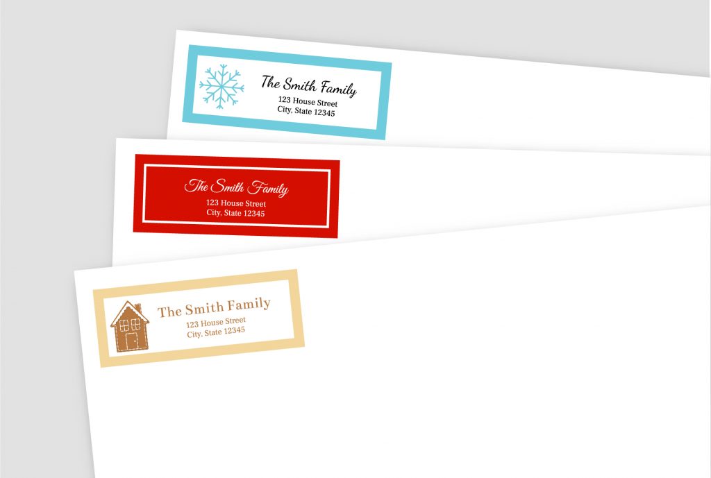 holiday address labels on blank envelopes
