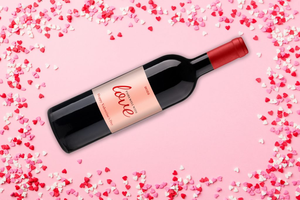 valentine's day wine bottle label