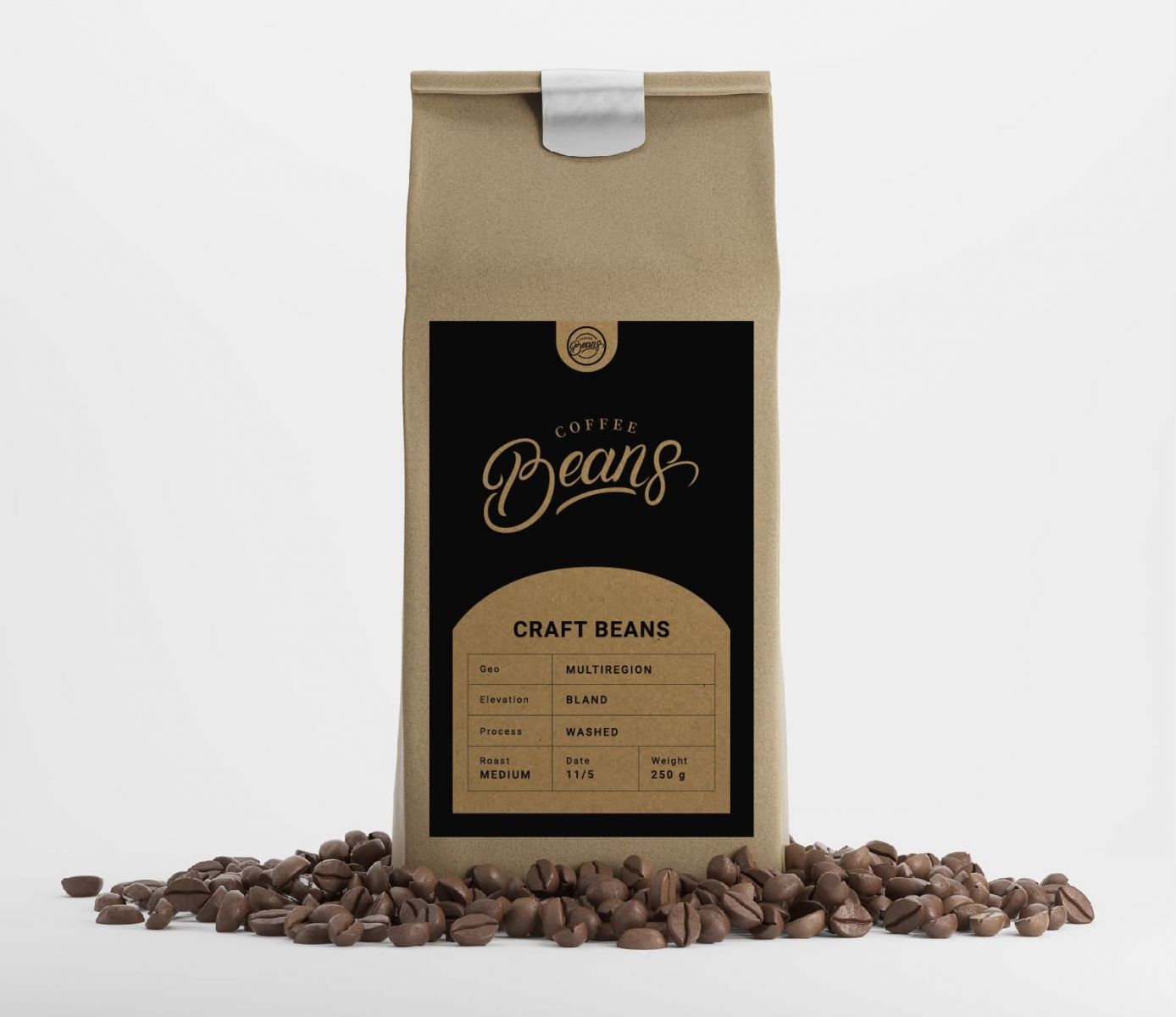 brown kraft coffee bean bag