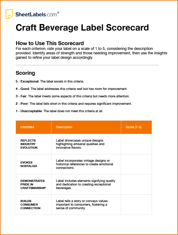 Craft Beverage Label Scorecard