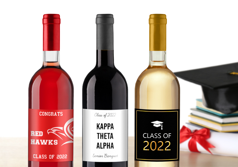 custom graduation themed wine bottle labels
