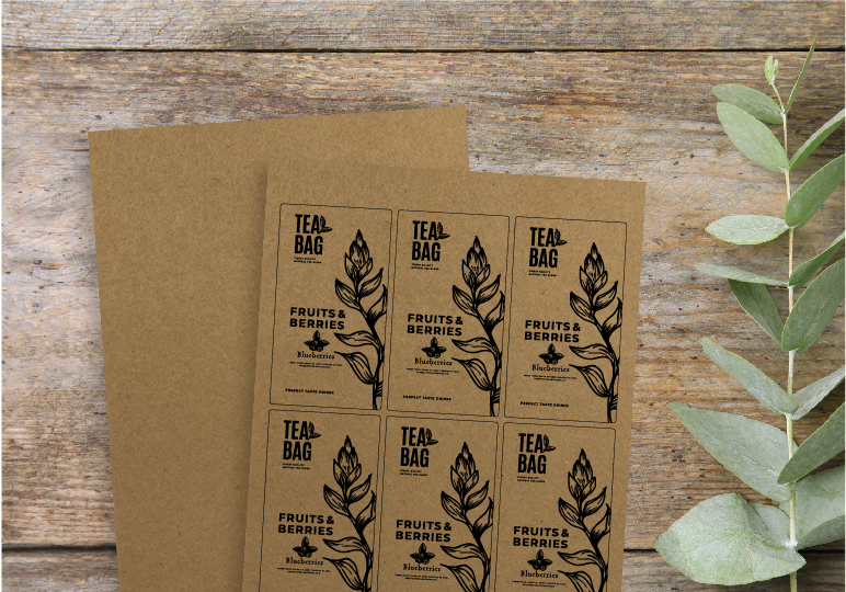 brown kraft material labels on a sheet