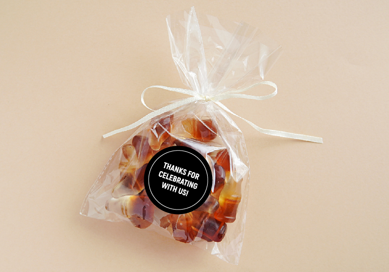 candy party favor with a custom label 