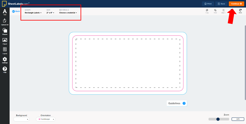 Screenshot showing how to configure your label in our design tool