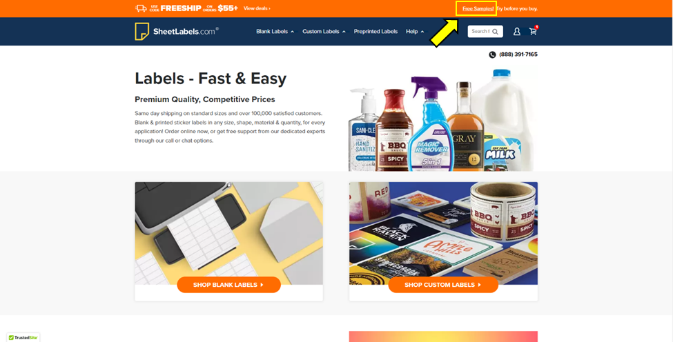 Access samples from homepage top nav