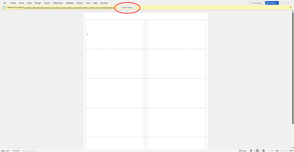 Screenshot of SL102 template blank