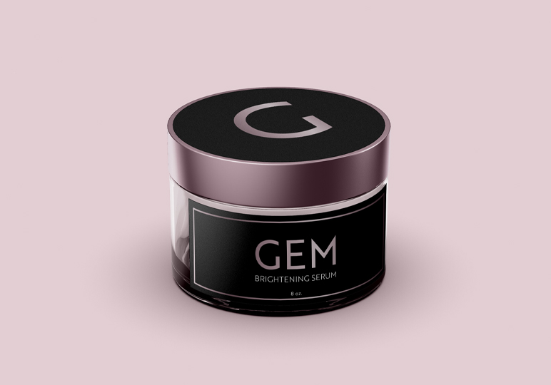 cosmetic product with metallic label
